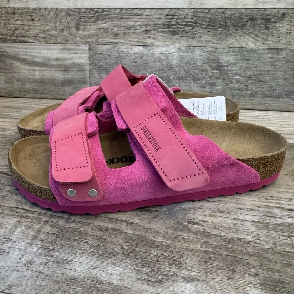 Birkenstock Women's Uji Sandals Modern Suede Fuchsia Tulip Size 7 (38)